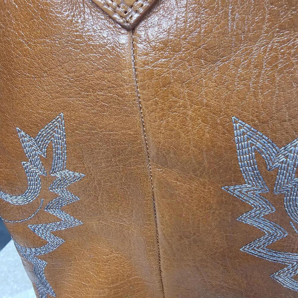 Donald Pliner Marina SP Leather Cowboy Western Boots Cognac Women's Size 7 NIB - Picture 10 of 13